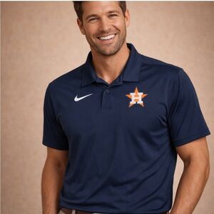 Nike Dri-FIT Houston Astros Polo Shirt Men’s Large MLB Golf Polo Navy